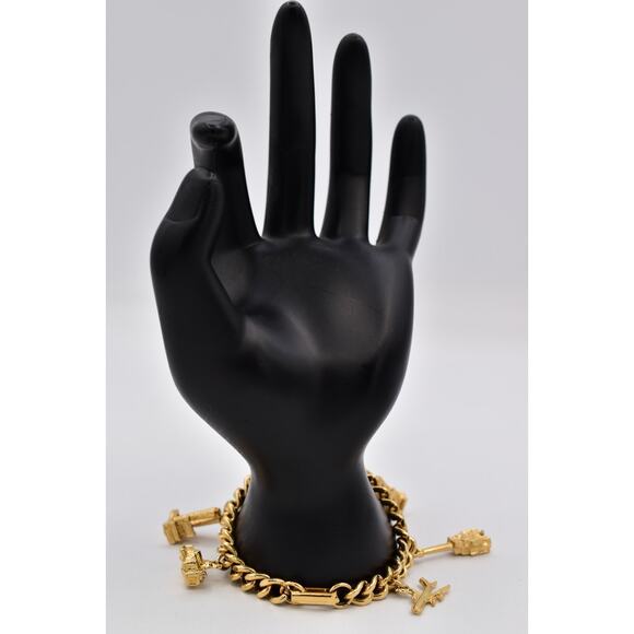 Vintage NYC Landmark Charm Bracelet Gold Tone Skyscraper Dangle Chain 80s BinO - Picture 9 of 12